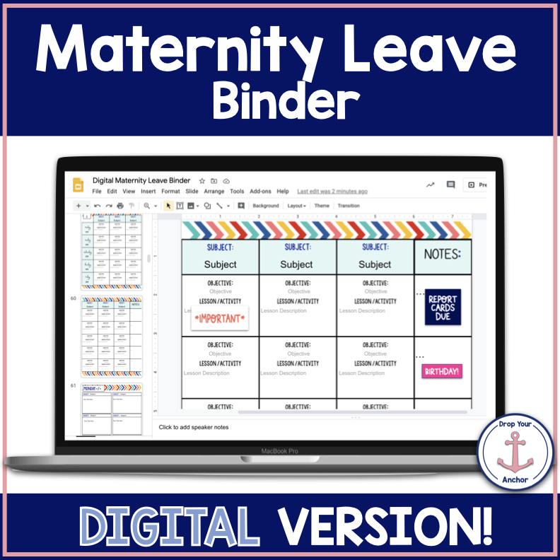 Digital Maternity Leave Binder Cover