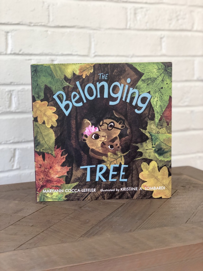 The Belonging Tree by Maryann Cocca-Leffler book cover. Squirrel Family in a tree. 